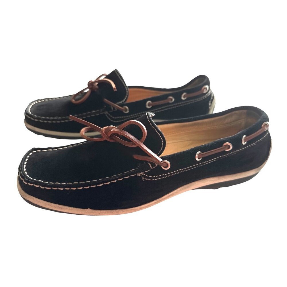 Michael Kors Black Loafers Suede Boat Shoes Leather Laces Made In Italy Size 9